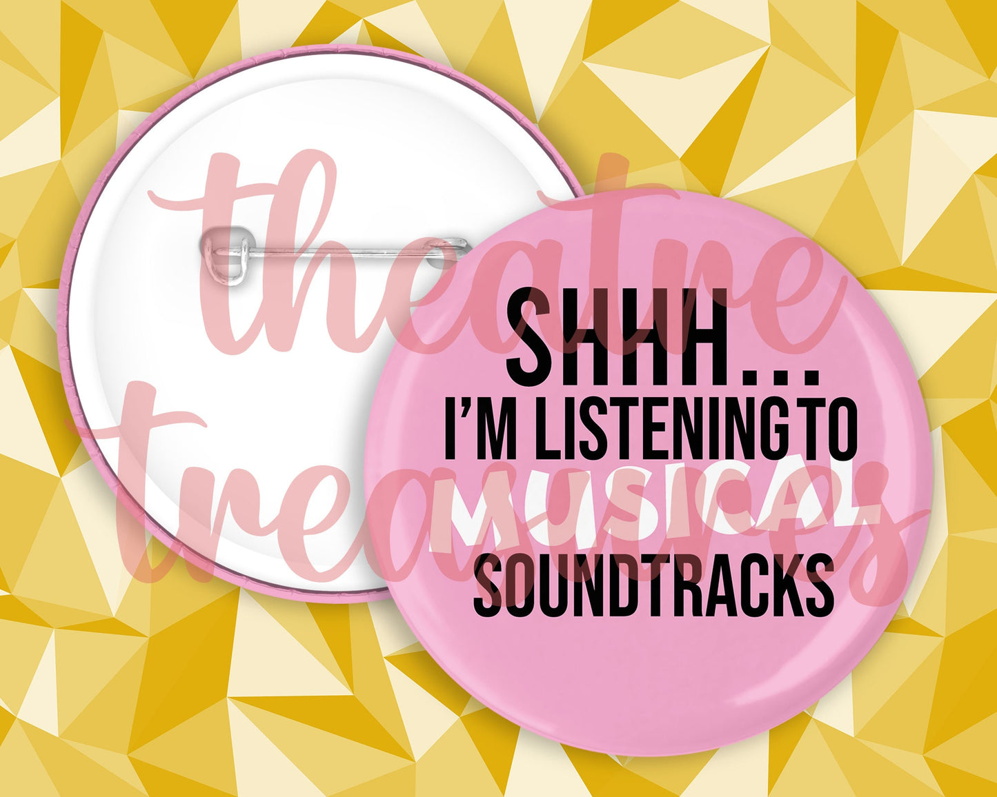 Listening to Musicals Colourful Badge | Handmade Musical Theatre Gift