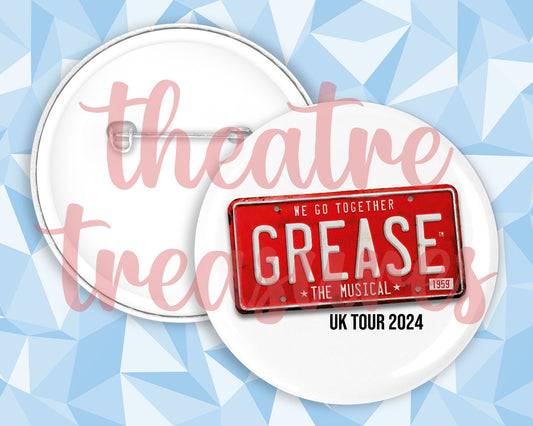UK Tour Grease (New Design) Badge | Handmade Musical Theatre Gift